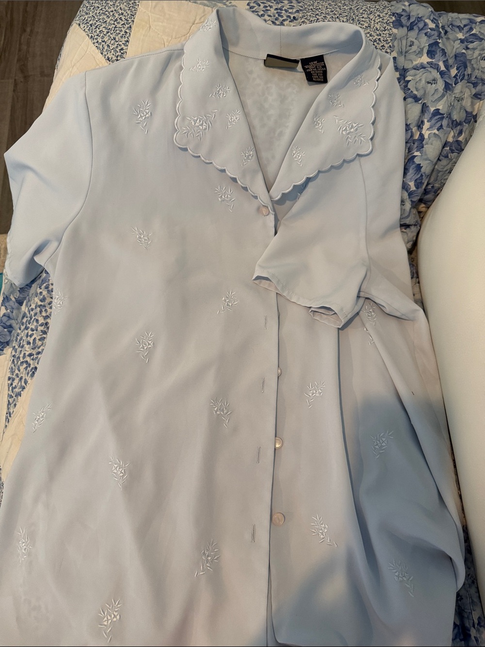 Laura Scott Light Blue  Embroidered Blouse